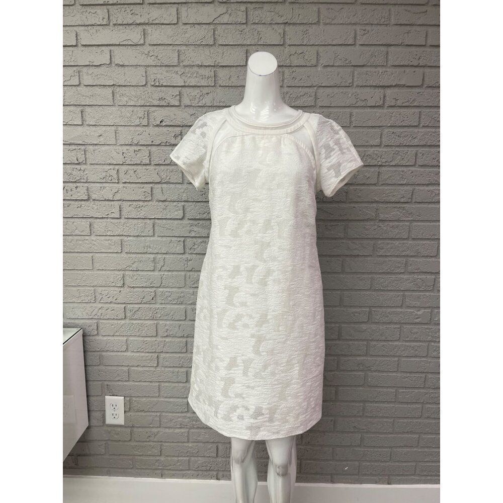 Gianni Bini Women White Lace Short Sleeve Shift Dress Size 6
